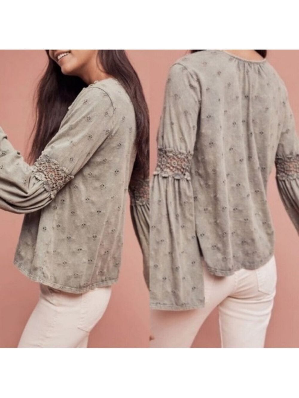Anthropologie Calvie Top in Heathered Gray